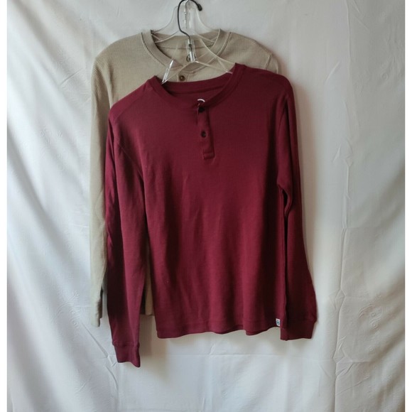 Lot of 2 Monument Men's Henley Long Sleeve Shirts Crew Half Button Up Ribbed S - Picture 4 of 10